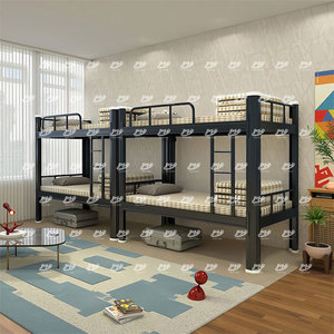 Litera de acero escolar al por mayor, litera barata para adultos, cama de dos pisos, metal resistente - Product Image 1