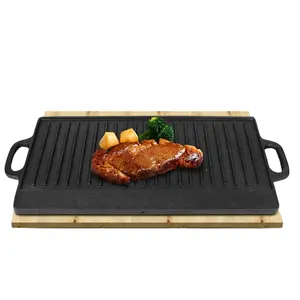 Plaque de barbecue Grill antiadhésive, en acier inoxydable, sur cuisinière à gaz