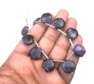 Piedras preciosas de Charoite Natural en forma hexagonal, abalorios de Briolette suave, joyería hecha a mano, 1 hebra, 11 piezas - Product Image 5
