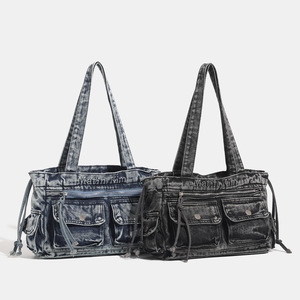 <span class=keywords><strong>Sac</strong></span> fourre-tout bandoulière en jean vintage style coréen JISHENG, grande capacité, haut de gamme, pour <span class=keywords><strong>femme</strong></span>, brodé, en stock - Product Image 5