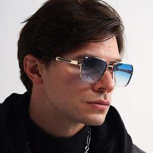 Gafas de Sol Retro de Alta Calidad 2025 con Doble Puente y Lentes Degradadas UV400, Gafas de Sol Cuadradas de Metal para Hombre para Conducir - Product Image 1