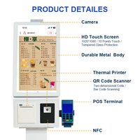 Terminal de paiement Android personnalisé 21 pouces, kiosque libre-service pour magasin intérieur avec paiement en ligne et commande de menu par scan de code QR