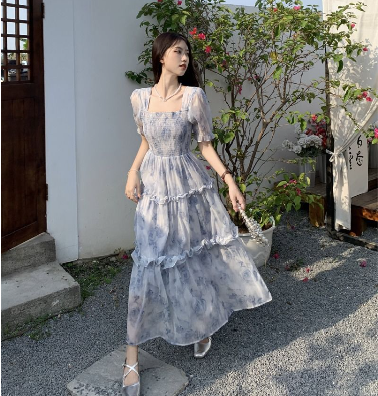 chiffon dress korean style Korean Chiffon Floral Short Dress