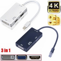 Câble adaptateur convertisseur 3 en 1 Thunderbolt Mini DisplayPort vers DVI VGA HDMI 4K 1080P pour iMac Mac Pro Air Book