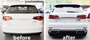 Diffusore Posteriore RS3 per Audi <span class=keywords><strong>A3</strong></span> 8V Non S-Line 2014-2016 Upgrade a Diffusore RS3 Nero Lucido per Audi <span class=keywords><strong>A3</strong></span> 8V <span class=keywords><strong>2015</strong></span> - Product Image 4