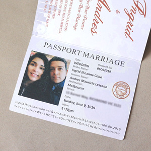 Speciale passaporto nero invito a nozze <span class=keywords><strong>foto</strong></span> di coppia personalizzate biglietto d'invito pieghevole con busta - Product Image 2