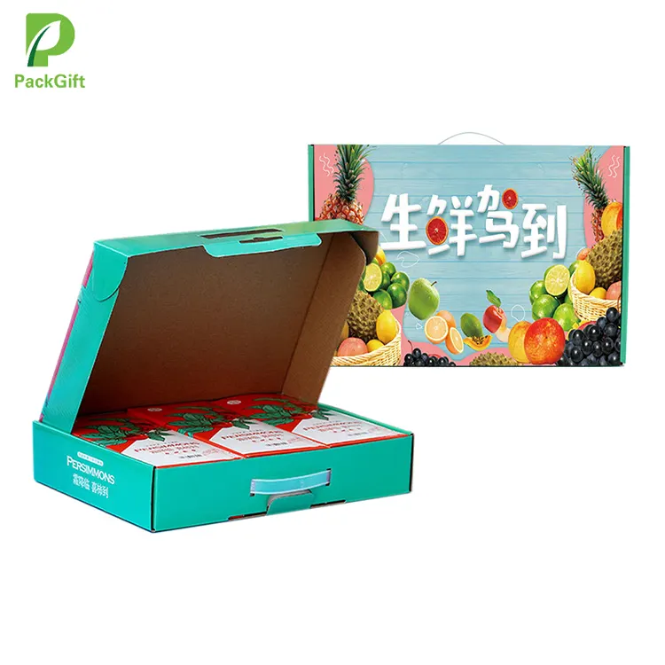Factory Custom Printed Corrugated Fruit Packaging Box With Handle