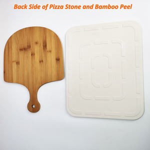Ensemble de pierres à pizza en <span class=keywords><strong>cordiérite</strong></span> de qualité <span class=keywords><strong>alimentaire</strong></span> de haute qualité, planche rectangulaire résistante à la chaleur avec pelure de bambou, outils à pizza en gros - Product Image 4