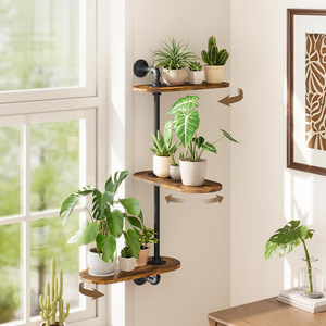 Wall Corner Planter <b>Shelf</b> 3-Tier Adjustable Wall Mounted Storage <b>Rack</b> For Living Room Balcony - Product Image 1