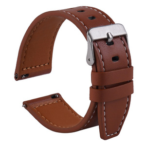 Bracelet de <span class=keywords><strong>montre</strong></span> classique en cuir PU marron noir à dégagement rapide universel 20mm 22mm bracelet de <span class=keywords><strong>montre</strong></span> en cuir microfibre plat avec lignes - Product Image 5