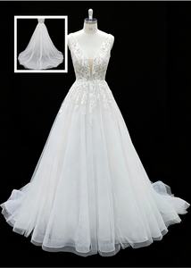 Nuevo Vestido <span class=keywords><strong>de</strong></span> Novia <span class=keywords><strong>de</strong></span> Encaje y Tul Color Marfil, Estilo Clásico, Elegante y Moderno, Línea A, Largo hasta el Suelo, Talla Grande, para <span class=keywords><strong>Boda</strong></span> <span class=keywords><strong>Civil</strong></span> Sencilla, 2026 - Product Image 5