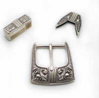 Boucle de ceinture automatique en alliage de zinc sculpté rétro de 40 mm, style cowboy, avec logo imprimé par transfert thermique, concho moulé plaqué.