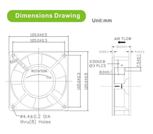 Cojinete de manguito de alto CFM YAH1238S3 Ventiladores de flujo axial 12038 Ventilador centrífugo 120mm - Product Image 2