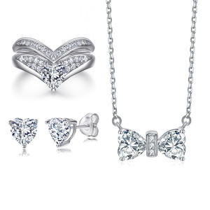 Mode Simple Ensemble de Bijoux Fine Jewelry Diamonds Halo S925 Sterling Silver Classic Pierres de Couleur Ensemble de Bijoux - Product Image 1