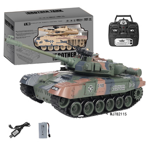 Char de combat RC à l'échelle 1:18, 2,4 GHz, nouveau modèle d'armée avec tourelle rotative, kit en plastique, char RC électrique avec piles - Product Image 1