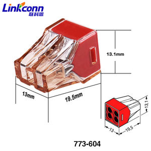 Bloc de bornes d'alimentation LED sans vis 4 voies 400V 32A série 773, connecteur de fil à enfoncer pour boîtes de jonction, connecteur Wagos 773-604 - Product Image 2