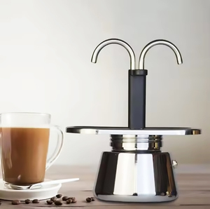 Gadgets 2024 portátil <span class=keywords><strong>Moka</strong></span> cafetera estufa eléctrica Espresso cafetera de acero inoxidable <span class=keywords><strong>doble</strong></span> válvula <span class=keywords><strong>Moka</strong></span> Pot con 2 tazas - Product Image 1