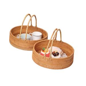 Panier de rangement de Style pastoral d'automne Design tissé de saule portable à double oreille pour dessert de thé aux fruits de bonbons - Product Image 1