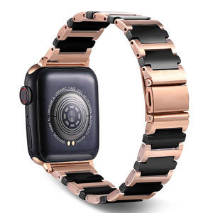 Bracelet de montre en métal, acier inoxydable et céramique pour <span class=keywords><strong>Apple</strong></span> <span class=keywords><strong>Watch</strong></span> Band Series 7 6 5 IWatch 38 40 42 44mm Crossing Style Wrist Bracelet - Product Image 6