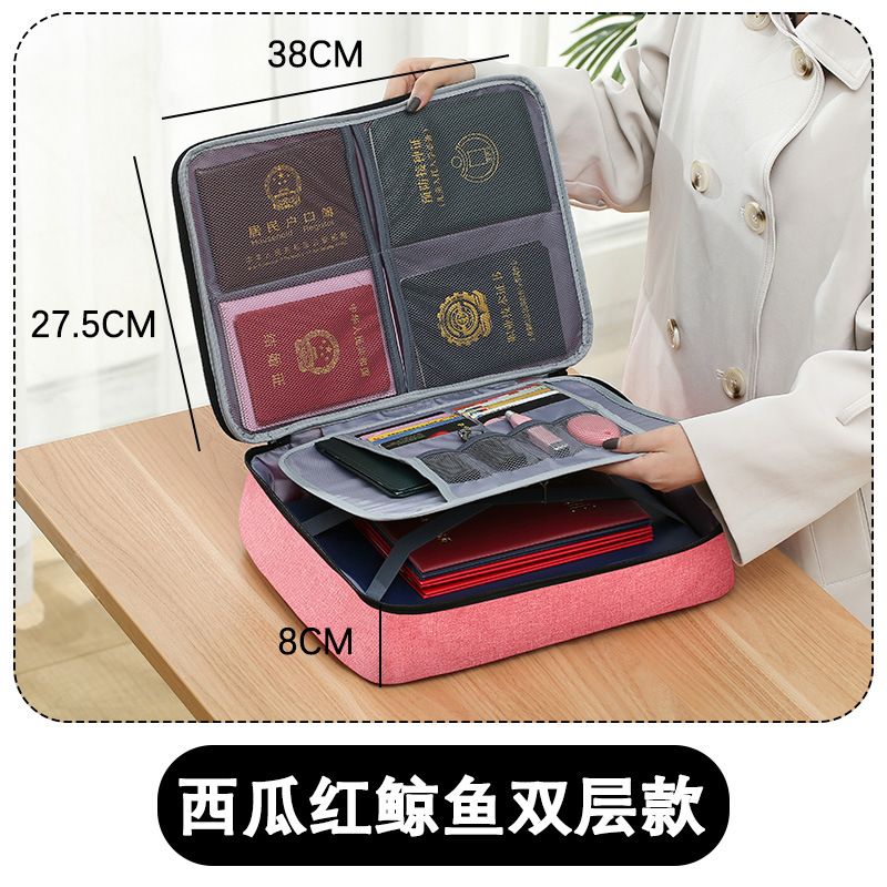 Porte-carte d'identité double couche rouge pastèque