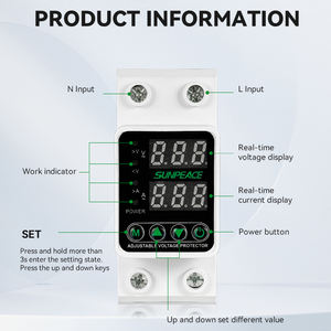 Pelindung voltase, 40A 63A 80A 100A Din rel 220v LED tunggal 3 fase dapat disesuaikan atas bawah voltase pelindung Relay batas arus - Product Image 2