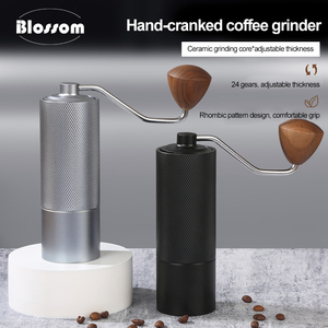 Al-Alloy Body 420 Stainless Steel Burr Homeuse Espresso Mini Small Hand Mill Portable Manual Coffee <b>Grinder</b> with Wood Handle - Product Image 2