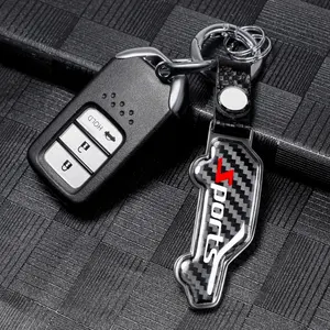 Gantungan kunci logam mobil Logo kustom pabrik Aksesori Mobil Gantungan Kunci serat karbon gaya personal untuk mobil