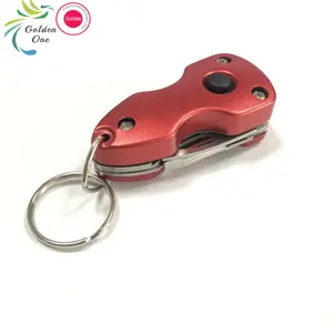 Hot Selling Outdoor Custom Mini Pocket Multi-Functionele Tools Sleutelhanger Schroef Led Licht Flesopener Sleutelhanger