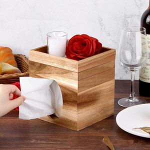 Caja de pañuelos de madera maciza, caja de almacenamiento multiusos de madera de acacia para decoración de mesa de centro del hogar - Product Image 1