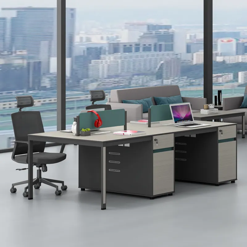 Zitai, 4 personas, escritorios de personal, pantallas combinadas, escritorios de personal, asientos de tarjeta, mesas financieras de oficina, cajón de escritorio de oficina de contabilidad
