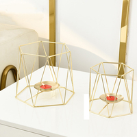 Support de Table en fer Style nordique, vintage, 3d, Style moderne, romantique, géométrique, lumière de thé, porte-bougie en métal