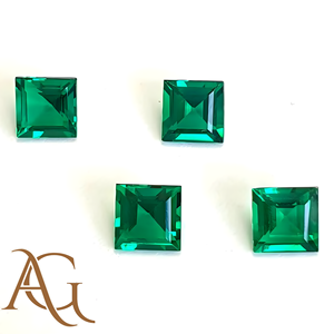Émeraude colombienne en forme de carré hydrothermal Pierres précieuses libres créées émeraudes 7mm à 15mm vert bleuâtre Certifié - Product Image 2