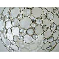 Lustre Palla Coastal en coquille de capiz naturelle et cristal facetté, lampe suspendue inclinée pour table à manger, salon, hôtel