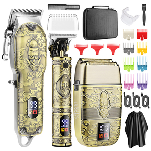 IRUIBEAUTY 2022D <span class=keywords><strong>tagliacapelli</strong></span> ricaricabile professionale con 8 pettini guida tutto in metallo rasoio Trimmer da uomo Set toelettatura - Product Image 1