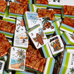 Juego de Mahjong Americano de Lujo Moderno, Tamaño Profesional (1.26" X 0.95" X 0.63") - Portátil, 160 Fichas, <span class=keywords><strong>Serie</strong></span> 'Surfing Dog' - Product Image 1
