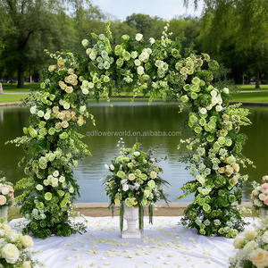 Arche de mariage florale artificielle avec roses blanches circulaires pour entrée et toile de fond - Product Image 3