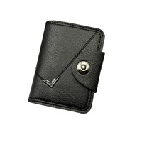 Dompet Koin Resleting Multi Slot Kartu dengan Logo Logam, Kancing Tekan, Portabel, Mini, Tempat Kartu Saku, Ringan untuk Pria