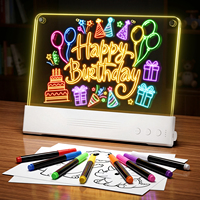 Tableau de dessin LED acrylique double panneau 7 couleurs pour enfants, intensité réglable sur 5 niveaux, batterie rechargeable, effaçable, pour messages et écriture - Vente en gros
