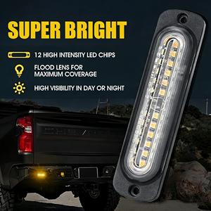Kit de Luces Estroboscópicas de Emergencia YM-Ebright Amber de 12 LED, 12-24V DC, 3000 Lm, Montaje Empotrado en Superficie, Luz de Advertencia de Peligro para Parrilla Lateral - Product Image 3