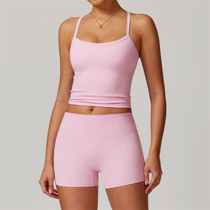 2025 femmes Sexy dos Yoga réservoir soutien-gorge Shorts ensemble solide motif vêtements <span class=keywords><strong>de</strong></span> sport en gros nouveau costume pour l'entraînement et le <span class=keywords><strong>travail</strong></span> - Product Image 5