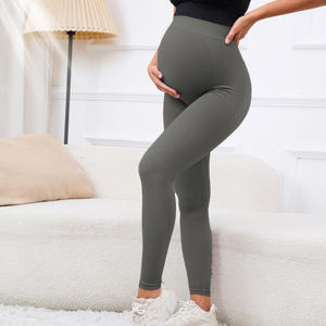 Nouveaux Leggings 2025 en Spandex/Nylon Couleur Café Uni, Élastiques et Respirants, pour Premiers Mois de <span class=keywords><strong>Grossesse</strong></span>, Soutien Ventral, Séchage Rapide, Non Compressifs - Product Image 4