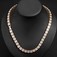 NL2190 Collier bracelet chaîne cubaine tennis plaqué or 10mm hip hop