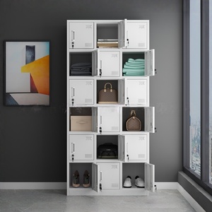 Armoires métalliques, armoires de rangement, armoires de rangement en acier <span class=keywords><strong>à</strong></span> 18 portes avec poignées et serrures intérieures, utilisation pour les dortoirs scolaires, les hôpitaux - Product Image 3