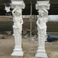 Matériaux de construction, colonne de statue romaine en marbre naturel décoratif, pilier de statue grecque à vendre