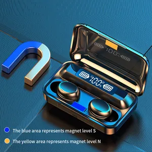 Mini auriculares deportivos HiFi de 2200mAh, cascos inalámbricos con TWS F9 táctiles, F9-5 con micrófono y caja de carga