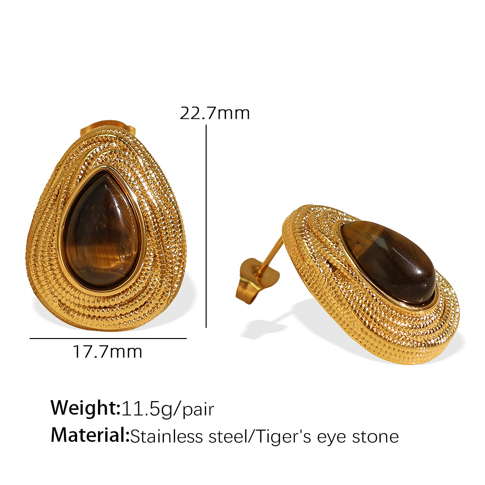 EH805 Boucles d'oreilles en or oeil de tigre