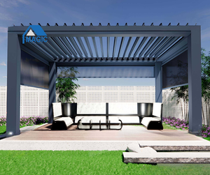 Pergola moderne en aluminium avec toit à lames orientables, imperméable, <span class=keywords><strong>pour</strong></span> patio et véranda, pavillon en aluminium résistant aux intempéries - Product Image 3