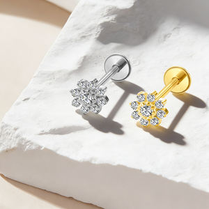 ASTM-F136 G23 Titan Zirkon Kristall Ohrstecker Vergoldet Innengewinde Labret Ring Lippen-Nasen-Piercing Modische Körper-Geschenke - Product Image 6