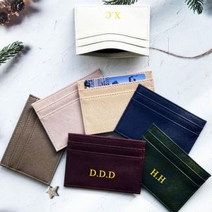 Personalized Saffiano PU Leather Keychain and Credit Card Holder <b>Small</b> Keyring <b>Wallet</b> with Business Card Cover - Product Image 3