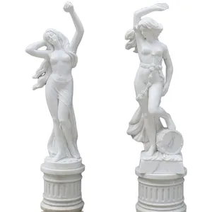 Statue del giardino delle decorazioni all'aperto della scultura bianca della pietra femminile nuda greca di grandi dimensioni